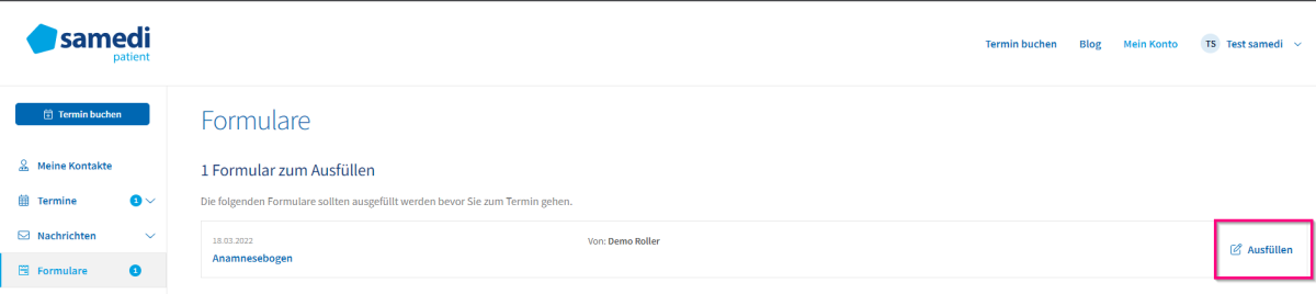 Form ausfüllen papp