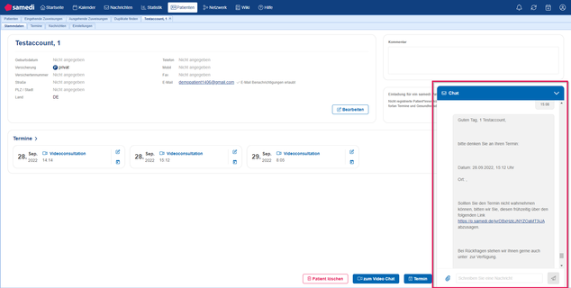 Patient dashboard chat2