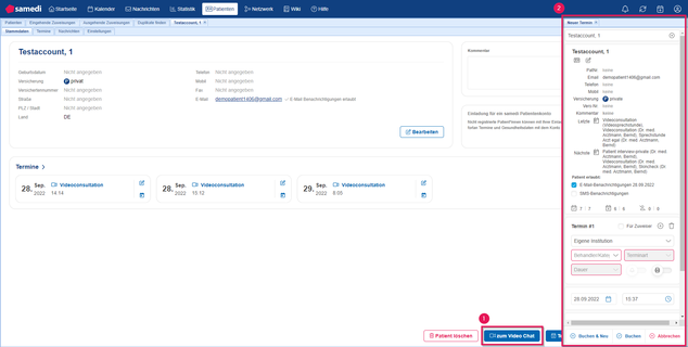 Patient dashboard vc