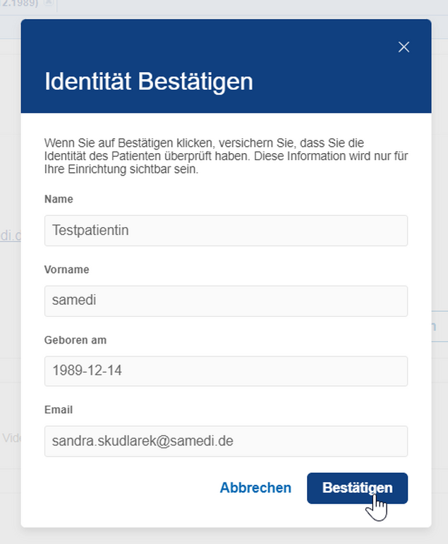 Relevante Informationen vorhanden Verifizierung bestätigen