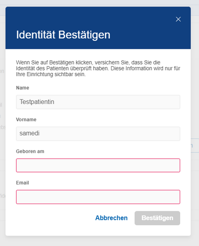 Verifizierung starten fehelende relevante Information