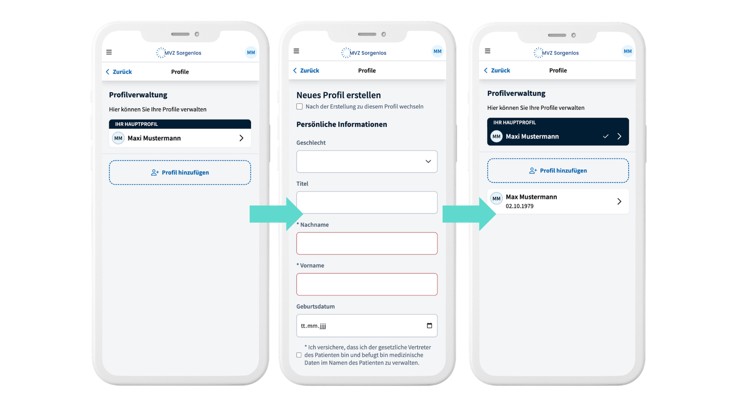 Samedi Patienten Account Zusätzliche Profile How to mobil
