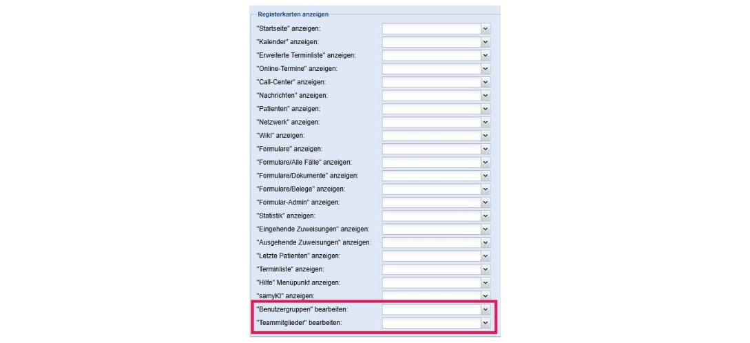 Samedi Benutzergruppen