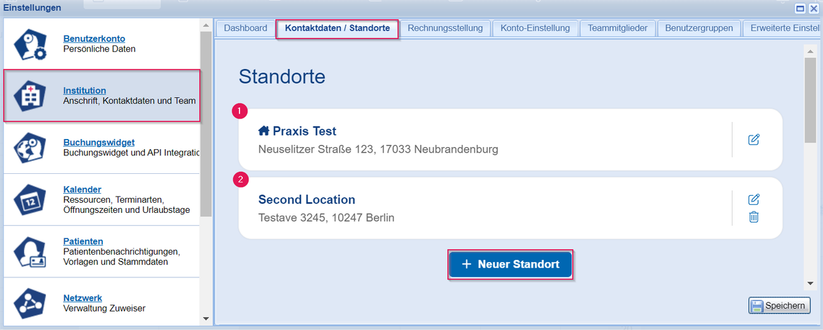 Neuen standort anlegen