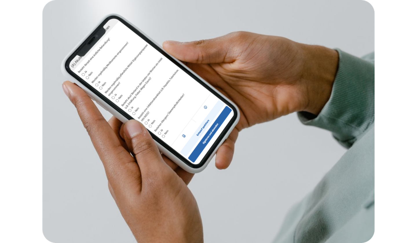 Patientenportal samedi Formulare Anamnese