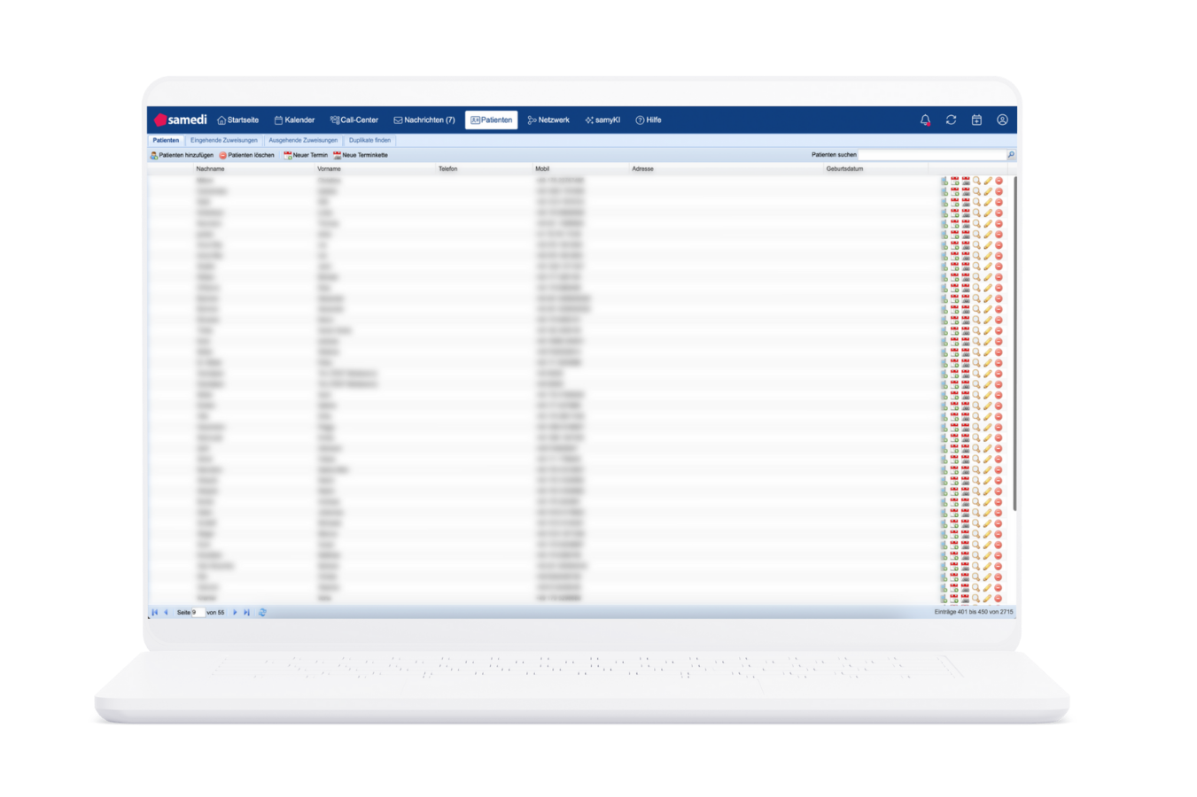 Samedi Patientenlisten