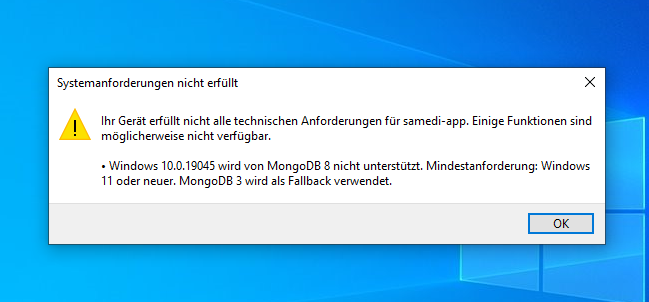 Systemanforderungen werden nicht erfüllt