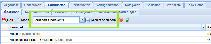 Terminart Übersicht 2