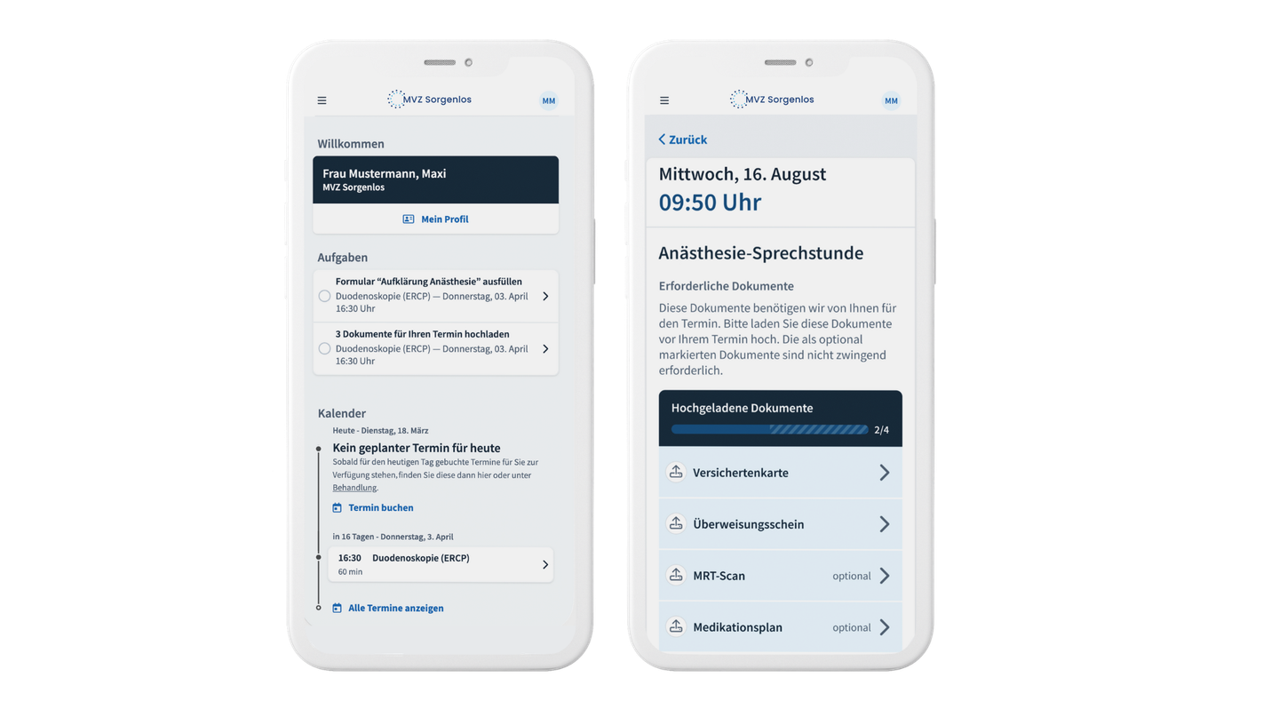 Samedi Patienten Account Aufgaben Dokumentenupload mobil
